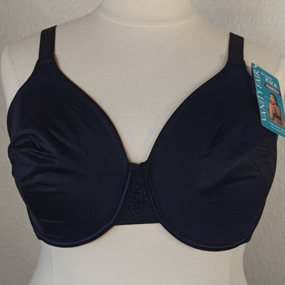 Vanity Fair 42DD Minimizer Bra Full Figure Beauty Back Smoothing Wire Black - Picture 2 of 5